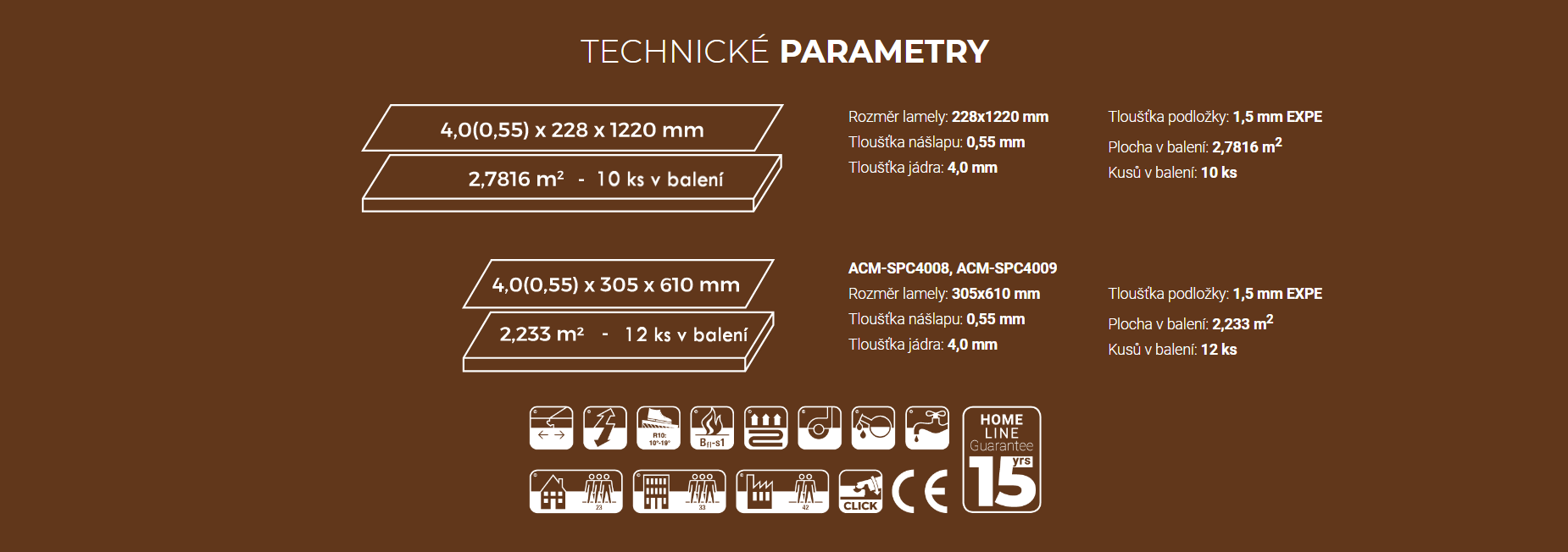 SPC podlahy, technické parametry