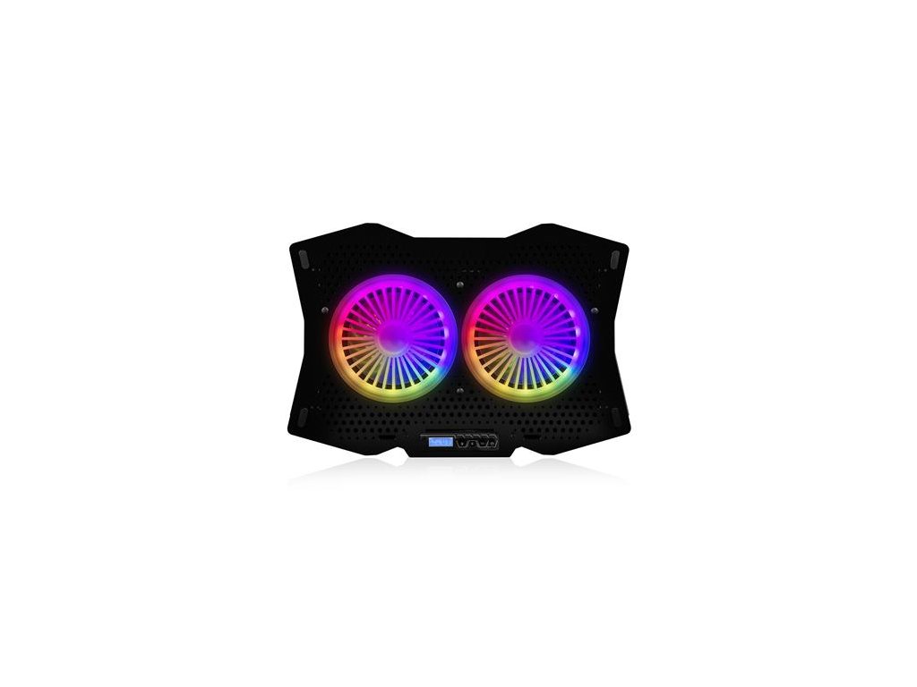 Modecom MC-CF18 RGB chladící podložka pro notebooky do velikosti 18", 2 ventilátory, RGB LED podsvícení, černá