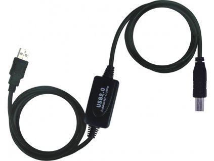 PremiumCord USB 2.0 repeater a propojovací kabel A/M-B/M 15m