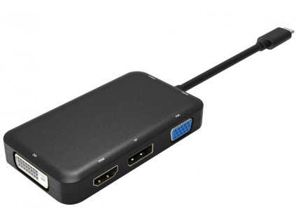 PremiumCord Převodník USB3.1 typ C na HDMI + DVI + VGA + DisplayPort + PD charge + 3,5mm Audio