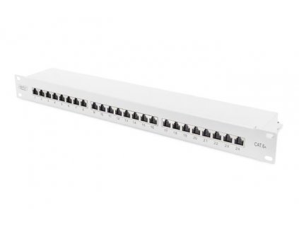 Digitus CAT 6A Patch Panel, stíněný, 1U, 24 portů, 8P8C, šedý, 483 mm (19 ")