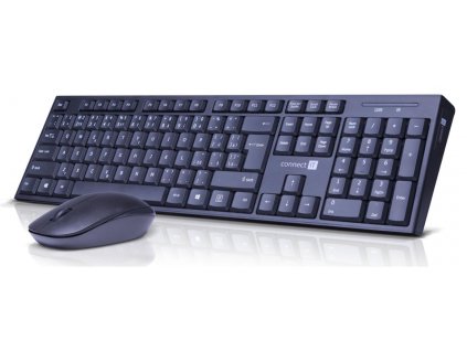 CONNECT IT Combo bezdrátová černá klávesnice + myš, 2,4GHz, USB, CZ + SK layout, černá