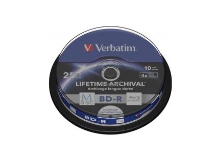 VERBATIM Blu-ray BD-R M-Disc 25GB 4x Printable, 10-cake