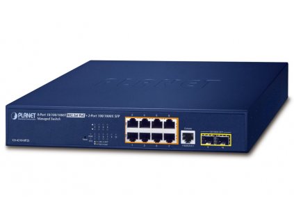 Planet GS-4210-8P2S L2 switch, 8x1Gb, 2x 1Gb SFP, 8x PoE 802.3at 120W, QoS