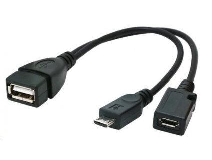 CABLEXPERT Kabel USB AF/micro BM + micro BF, OTG + dobíjení, 15cm, pro tablety a smartphone