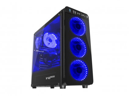 Počítačová skříň Genesis IRID 300 BLUE MIDI (USB 3.0), 4 ventilátory s modrým podsvícením