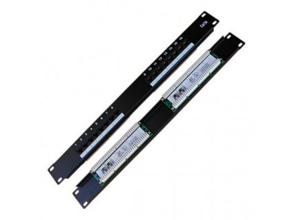 DATACOM Patch panel 19" UTP 16 port CAT5E LSA 1U BK (2x8p)