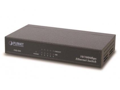 Planet FSD-503 switch 5x 10/100Base-TX, 10", kov, fanless