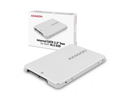AXAGON RSS-M2SD, SATA - M.2 SATA SSD, interní 2.5'' ALU box, stříbrný