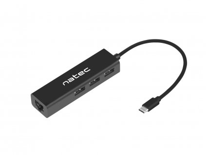 Natec Butterfly USB-C rozbočovač 3x USB 2.0 HUB + RJ45