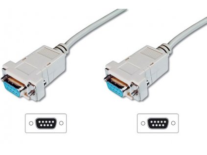 Digitus připojovací kabel nullmodem DB9 F/F 3m, béžový