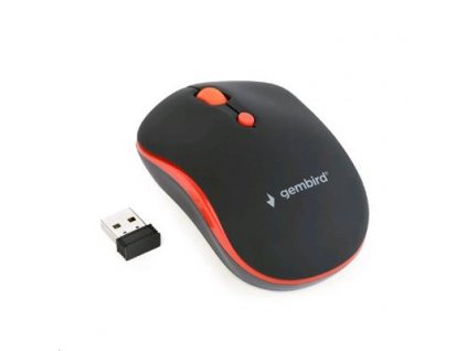 GEMBIRD Myš MUSW-4B-03-R, černo-červená, bezdrátová, USB nano receiver