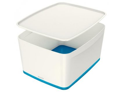 LEITZ Úložný box s víkem MyBox, velikost L, bílá/modrá