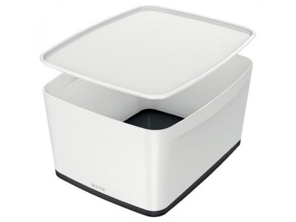 LEITZ Úložný box s víkem MyBox, velikost L, bílá/černá