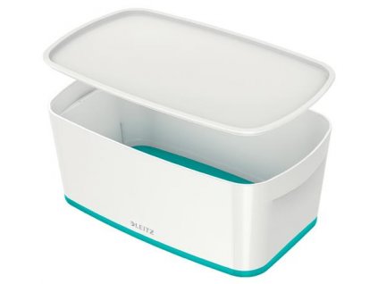 LEITZ Úložný box s víkem MyBox, velikost S, bílá/ledově modrá