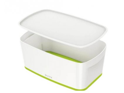 LEITZ Úložný box s víkem MyBox, velikost S, bílá/zelená