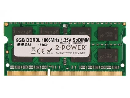 2-Power 8GB PC3L-14900S 1866MHz DDR3 CL13 1.35V SoDIMM 2Rx8 1.35V (DOŽIVOTNÍ ZÁRUKA)