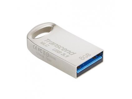 Transcend 8GB JetFlash 720S, USB 3.1 (Gen1) flash disk, MLC, malé rozměry, stříbrný kov