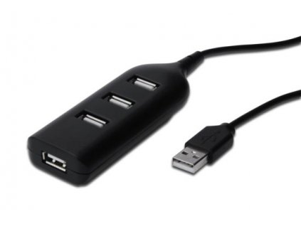 Digitus USB 2.0 hub, 4-porty, černý bez napájecího zdroje