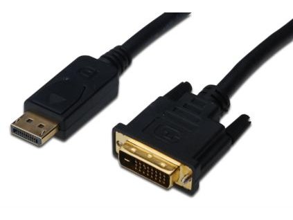 Digitus Adaptérový kabel DisplayPort, DP - DVI (24 + 1) M / M, 2,0 m, s blokováním, kompatibilní s DP 1.1a, CE, bl