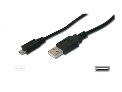 Digitus USB 2.0 kabel USB A samec na USB micro B samec, 2x stíněný, Měď, 1,8m