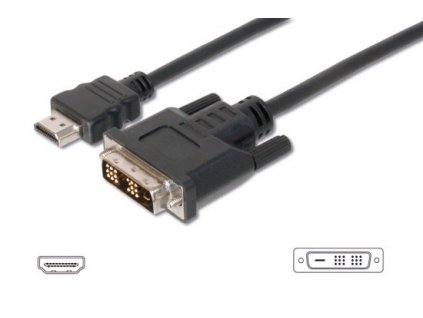 Digitus HDMI/A na DVI připojovací kabel, 2x stíněný, 2M , černý