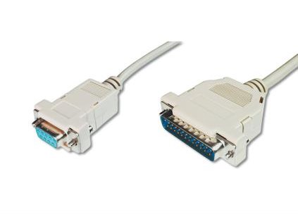 Digitus sériový kabel připojovací DB9/DB25 F/M 3m, 2x stíněný, šedý