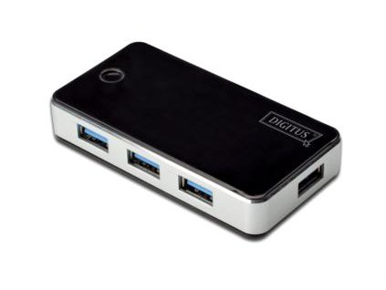 Digitus USB 3.0 Hub 4-port + napájecí zdroj, černý