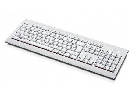FUJITSU Klávesnice KB521 USB CZ US + 12 multimedia keys - postříkání odolná - marble grey - bílá