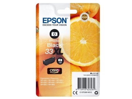 Epson inkoustová náplň/ T3361/ Singlepack 33XL Claria Premium Ink/ Foto Černá