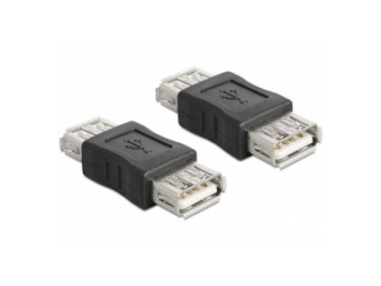 Delock USB Adapter, USB A černý samice/samice (spojka)