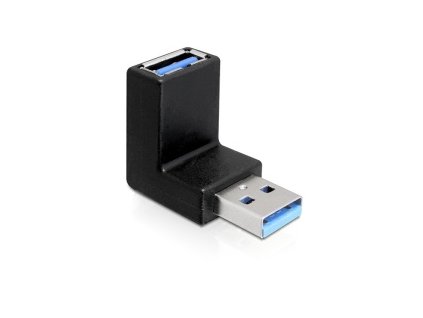 DeLock adaptér USB 3.0 samec - USB 3.0 samice pod úhelem 90° vertikálně