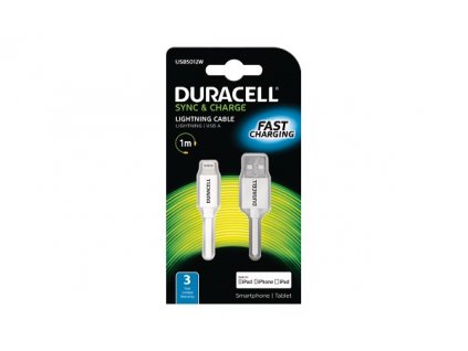 DURACELL - USB5012A - napájecí a synchronizační kabel pro Apple Lightning zařízení bílý 1m