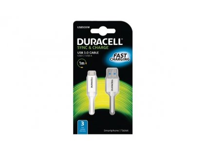 Duracell - USB5031W - USB nabíjecí a synchizační kabel A na C 1M , Bílý