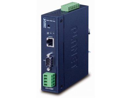PLANET průmyslový konvertor RS-232/422/485 na IP, 1x COM, 1x 100Base-TX, 9-48VDC, -40~+75°C, IP30, SNMP+Telnet