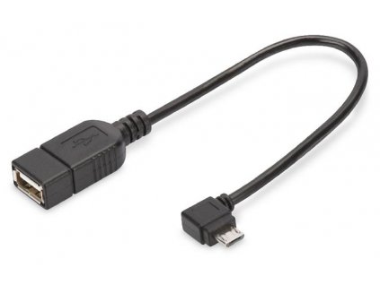 Digitus Adaptérový kabel USB 2.0, OTG, typ micro B - A M / F, 0,15 m, USB 2.0 v souladu, pravý úhel, bl