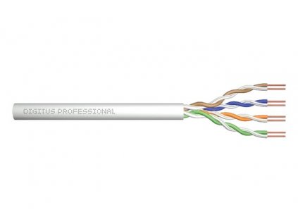 Digitus Instalační kabel CAT 5e U-UTP, 100 MHz Eca (PVC), AWG 24/1, papírová krabička 100 m, simplex, barva šedá