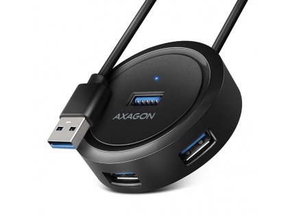 AXAGON HUE-P1A, 4x USB 3.2 Gen 1 ROUND hub, micro USB napájecí konektor, kabel USB-A 30cm