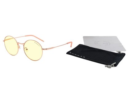 GUNNAR herní brýle ELLIPSE / obroučky v barvě ROSE GOLD / jantarová skla