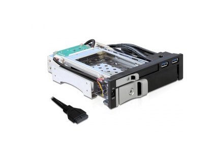 Delock 5.25 výměnný rámeček pro 1x 2.5 + 1x 3.5 SATA HDD + 2 x USB 3.0 porty