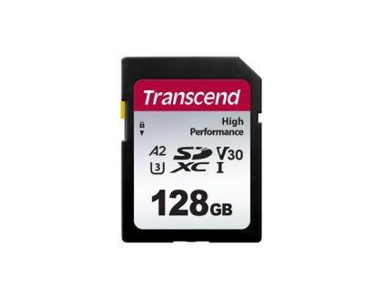 Transcend 128GB SDXC 330S UHS-I U3 V30 A2 paměťová karta, 100 MB/s R, 85 MB/s W