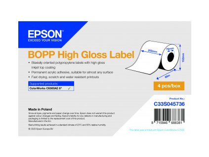 BOPP High Gloss Label Cont.R, 203mm x 68m