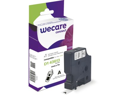 WECARE ARMOR páska kompatibilní s DYMO S0720780,Black/White,6mm*7m