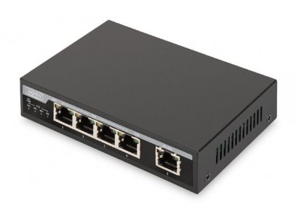 Digitus Gigabit Ethernet PoE Switch 4-portový PoE + 1-portový uplink, 62W PoE budget