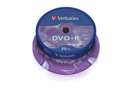 VERBATIM DVD+R(25-Pack)Spindl/MattSlvr/16x/4.7GB