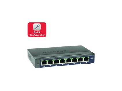 Netgear PLUS SWITCH, 8xGbE (mngt. via PC utility-VLANs, IGMP, Rate Limiting, etc.)