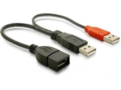 Delock Napájecí kabel USB A samice z 2xUSB A samec. délka 22,5 cm