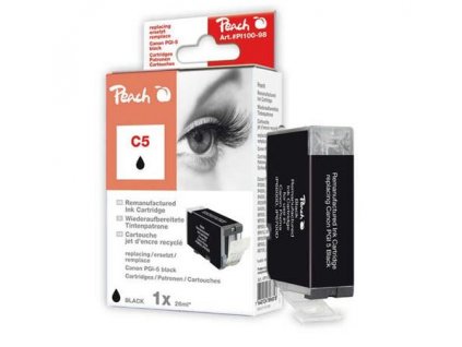 Peach Canon Inkoustová náplň PGI-5, 26 ml kompatibilní - černá