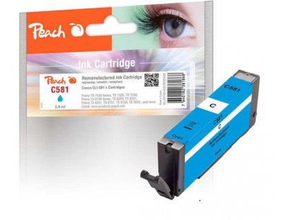 Peach Canon Inkoustová náplň CLI-581, 5,6ml, kompatibilní - modrá