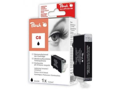Peach Canon Inkoustová náplň CLI-8BK, 13 ml kompatibilní - černá